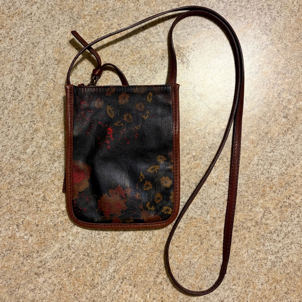 Johnny Was Crossbody Bag, Italian Leather, Gorgeous Floral Pattern
